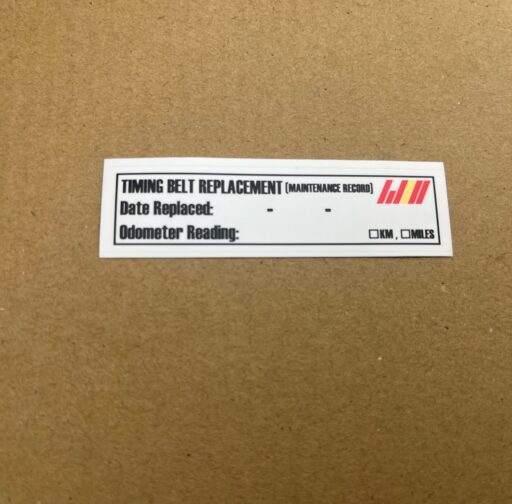 Timing belt replacement sticker